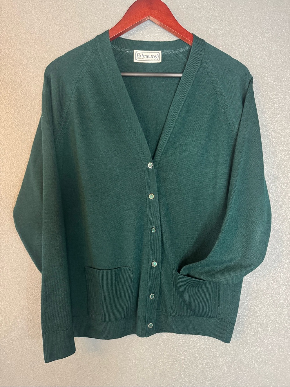 Edinburgh Women’s 100% New Lambswool Cardigan Forest Green UK 40 / Approx US L
